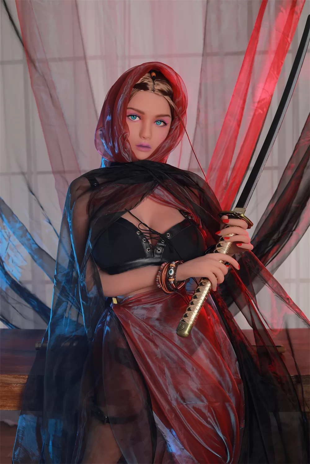 Asian Series Style Silicone Sex Doll Men's Sexual Masturbation Device Height 158, Big Chest And Nipple, Pink And Tender Vaginal Organs, Slim Figure, Female Warrior Uniform Temptation Three Point Underwear 6