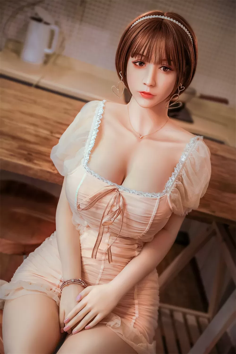 Asian Series Style Silicone Sex Doll Men's Sexual Masturbation Device Height 158 Large Chest Nipple Pink Genital Organs Slim Figure Red Transparent Underwear Natural Skin Coral Hair Sexual Beauty Doll 1