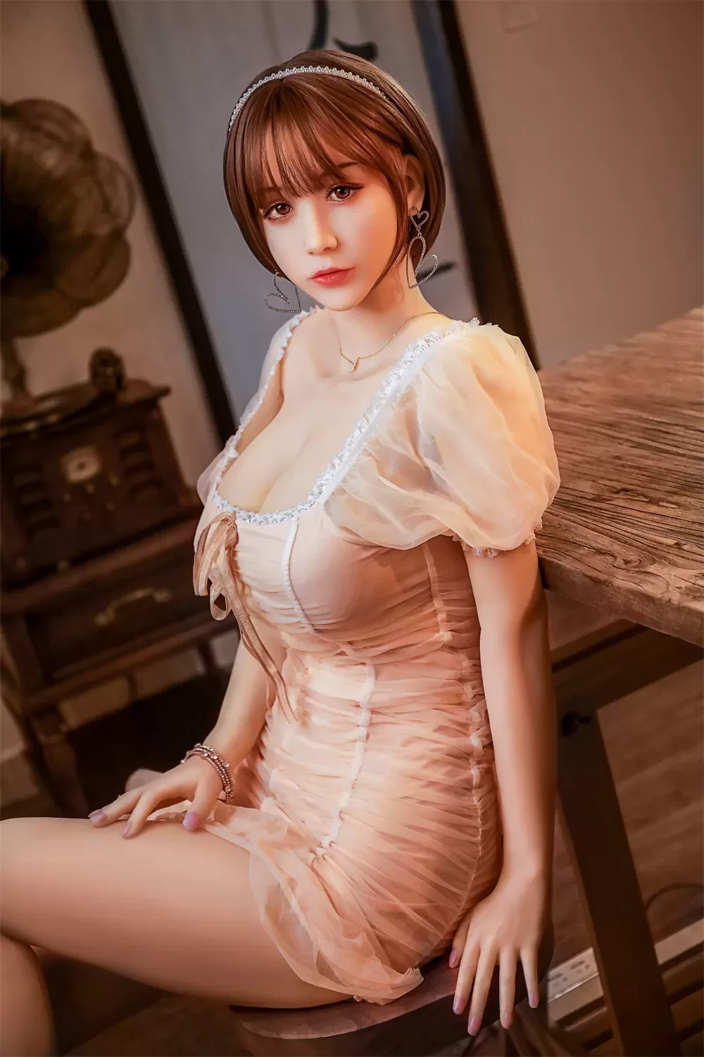 Asian Series Style Silicone Sex Doll Men's Sexual Masturbation Device Height 158 Large Chest Nipple Pink Genital Organs Slim Figure Red Transparent Underwear Natural Skin Coral Hair Sexual Beauty Doll 3