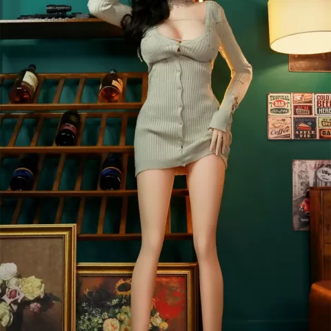 Asian Series Style Silicone Sex Doll Men's Sexual Masturbation Device, Height 165, Chest, Nipple, Pink and Tender Vaginal Organs, Slim Figure Uniform, Temptation Underwear, Natural Skin, Black Hair, Sexual Beauty Doll