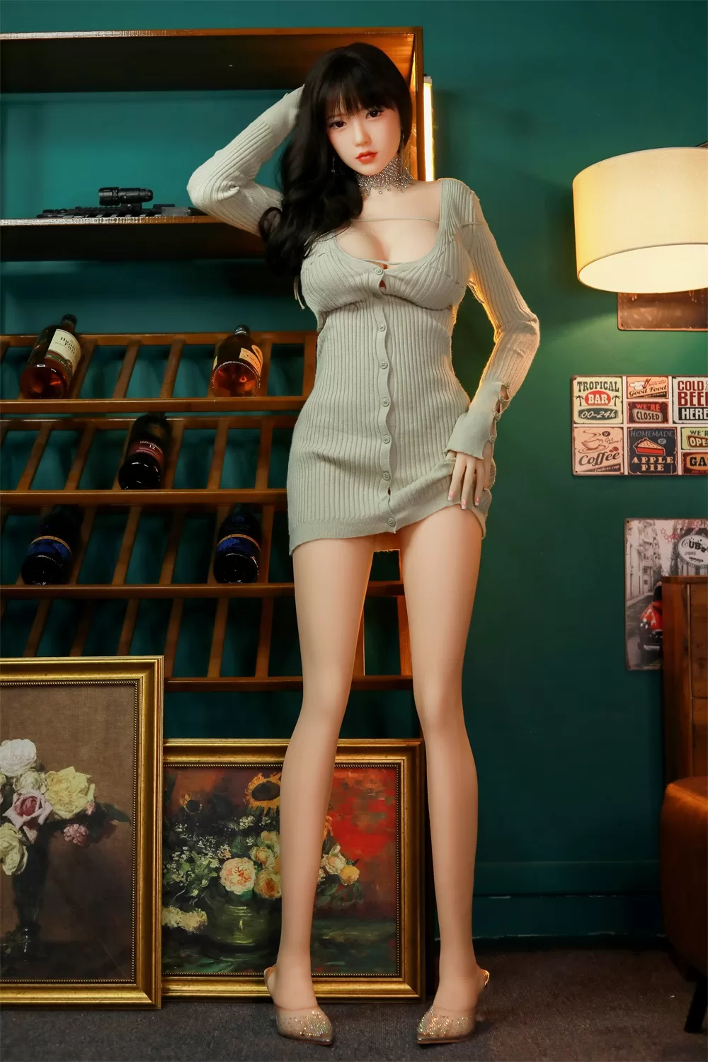 Asian Series Style Silicone Sex Doll Men's Sexual Masturbation Device, Height 165, Chest, Nipple, Pink And Tender Vaginal Organs, Slim Figure Uniform, Temptation Underwear, Natural Skin, Black Hair 1