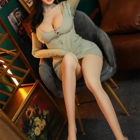 Asian Series Style Silicone Sex Doll Men's Sexual Masturbation Device, Height 165, Chest, Nipple, Pink and Tender Vaginal Organs, Slim Figure Uniform, Temptation Underwear, Natural Skin, Black Hair, Sexual Beauty Doll