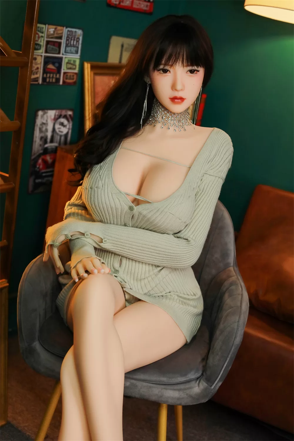 Asian Series Style Silicone Sex Doll Men's Sexual Masturbation Device, Height 165, Chest, Nipple, Pink And Tender Vaginal Organs, Slim Figure Uniform, Temptation Underwear, Natural Skin, Black Hair 9