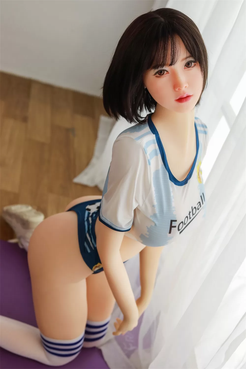 Asian Series Style Silicone Sex Doll Men's Sexual Masturbation Set, Height 165, Chest, Nipple, Pink And Tender Vaginal Organs, Slim Figure Uniform, Temptation Underwear, Flesh Skin, Black Short Hair 12