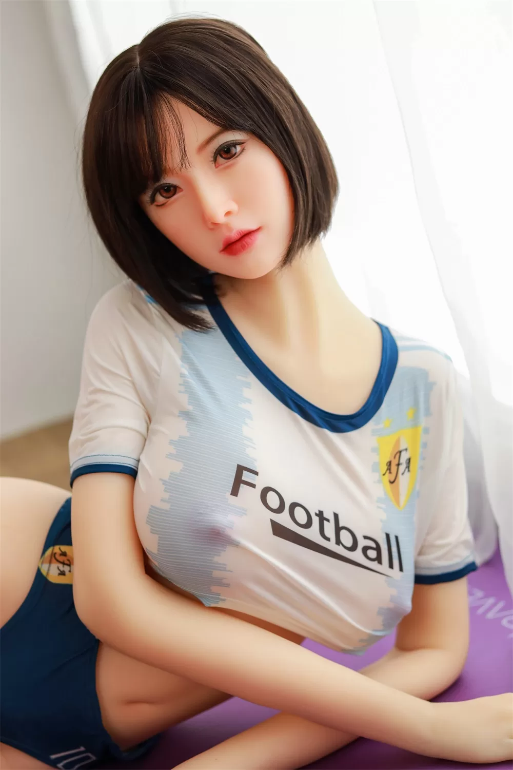 Asian Series Style Silicone Sex Doll Men's Sexual Masturbation Set, Height 165, Chest, Nipple, Pink And Tender Vaginal Organs, Slim Figure Uniform, Temptation Underwear, Flesh Skin, Black Short Hair 18
