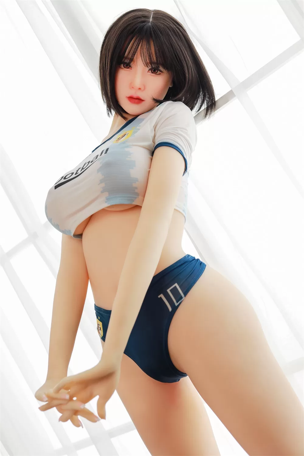 Asian Series Style Silicone Sex Doll Men's Sexual Masturbation Set, Height 165, Chest, Nipple, Pink And Tender Vaginal Organs, Slim Figure Uniform, Temptation Underwear, Flesh Skin, Black Short Hair 6