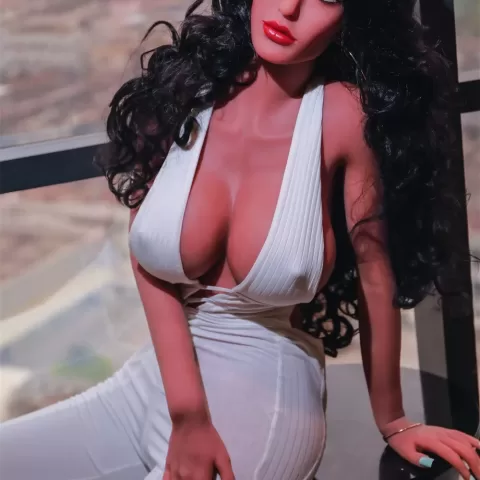 European and American series style men's sexual masturbation device height 170CM big breasts pink nipples vulva organ black long hair soft real tan skin sex young woman silicone doll