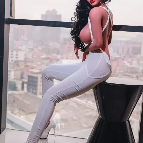 European and American series style men's sexual masturbation device height 170CM big breasts pink nipples vulva organ black long hair soft real tan skin sex young woman silicone doll