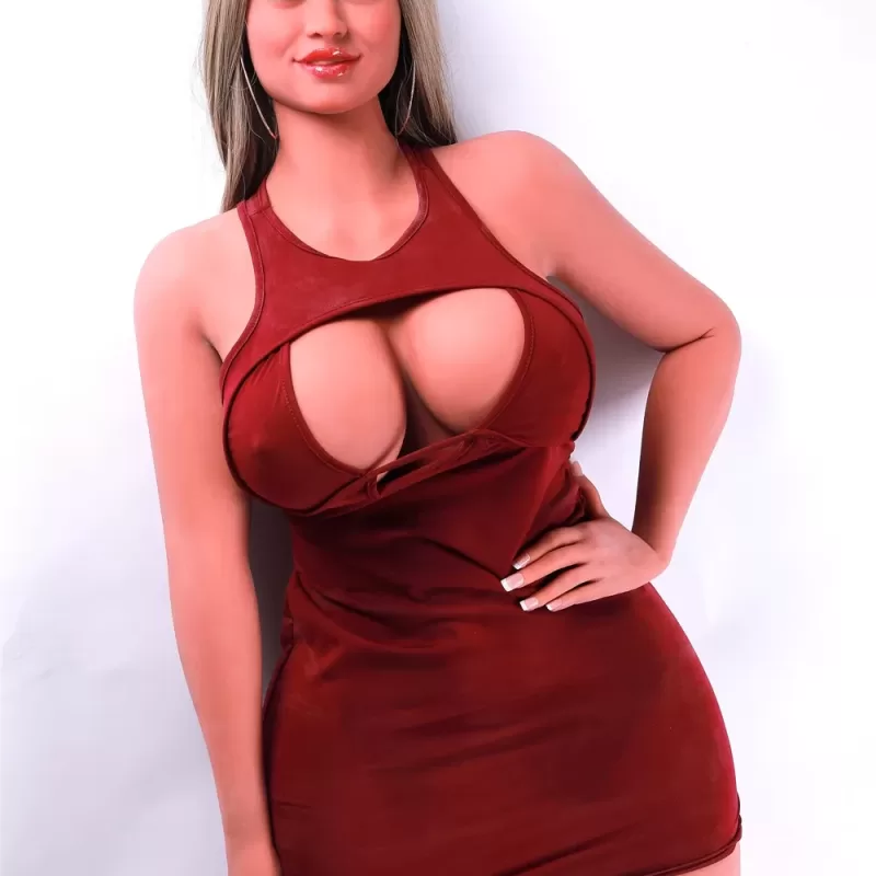 European and American series style silicone men's sex masturbation device height 163CM big breasts pink nipples vulva organ white hair soft real light brown skin sex little fat woman female doll