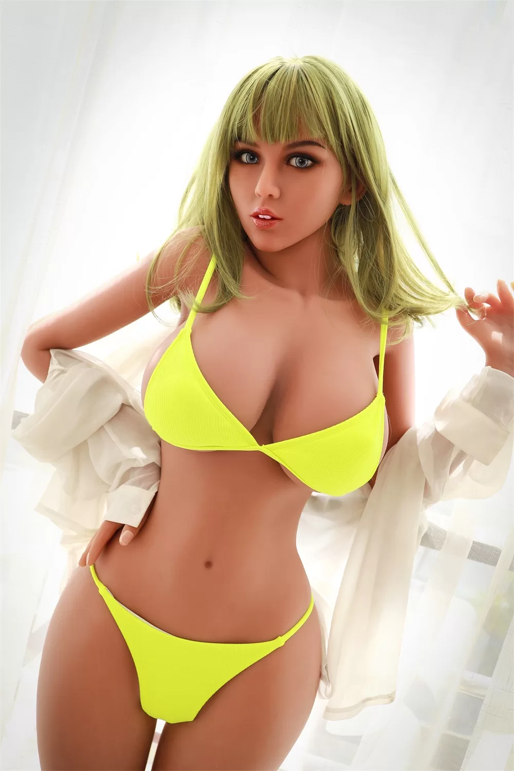 European And American Style Silicone Male Sexual Masturbator, Height 165cm, Large Chest, Pink And Tender Nipples, Genital Organs, Yellow Hair, Soft And Real Coral Skin, Sex Girl Doll 3