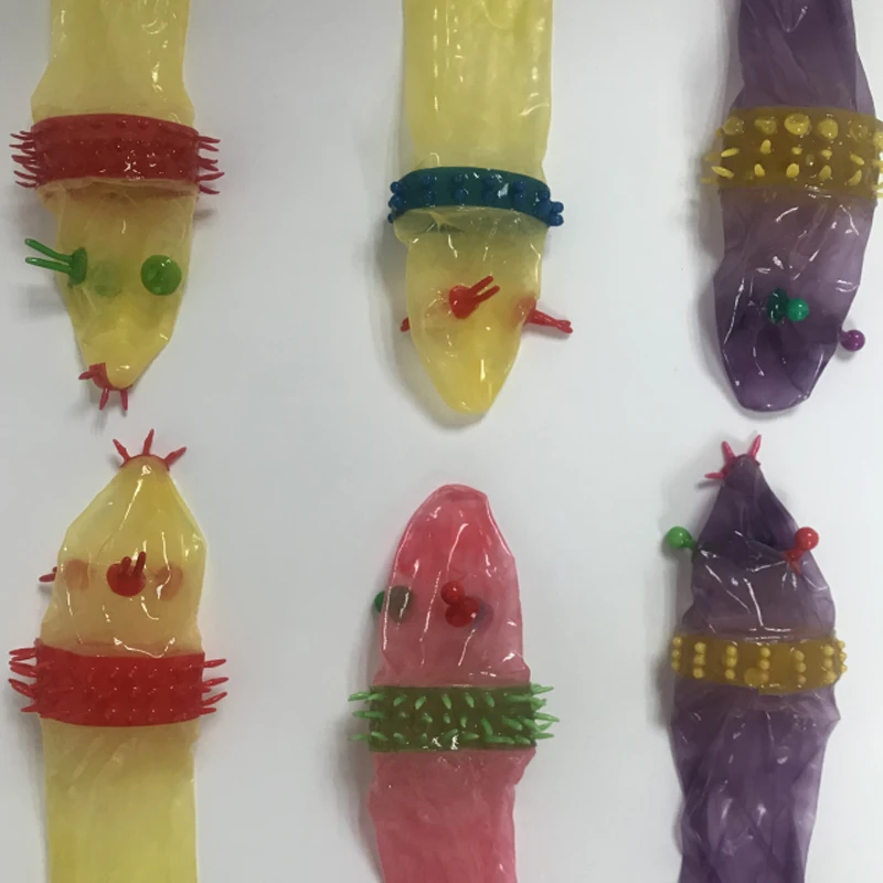 6 Pcs Ultra thin Condoms For Men G-spot Stimulation Condom Dotted Ribbed Stimulate Vaginal Orgasm Latex Condoms