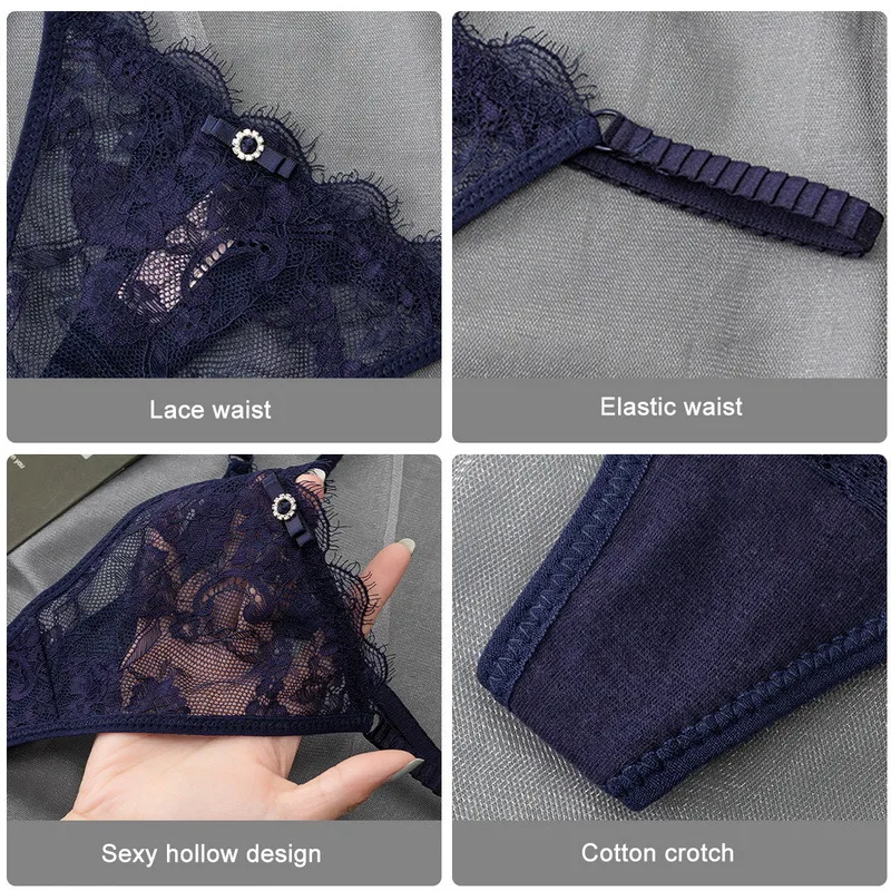Women Sexy Lace Panties G String Transparent Underwear Hollow Out Panties Mesh Thongs Sex Low Waist Seamless Briefs Lingerie
