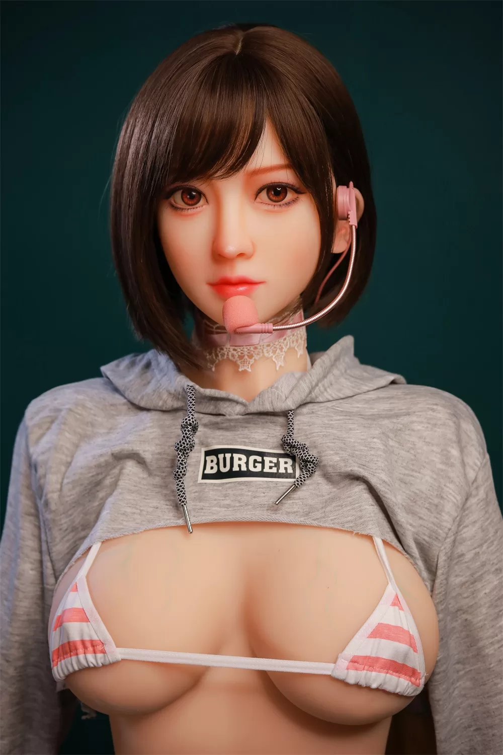 Japanese Series Style Silicone Sex Doll Men's Sexual Masturbation Device, Height 165, Chest, Nipple, Pink And Tender Vaginal Organs, Slim Figure Uniform, Temptation Underwear, Flesh Skin, Black Short Hair 2