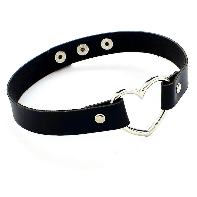 PU Leather Erotic Heart Collar Adult Flirting Bondage Sexual Toy SM Sex Toys Punk Style BDSM Women Gothic Collar Accessories