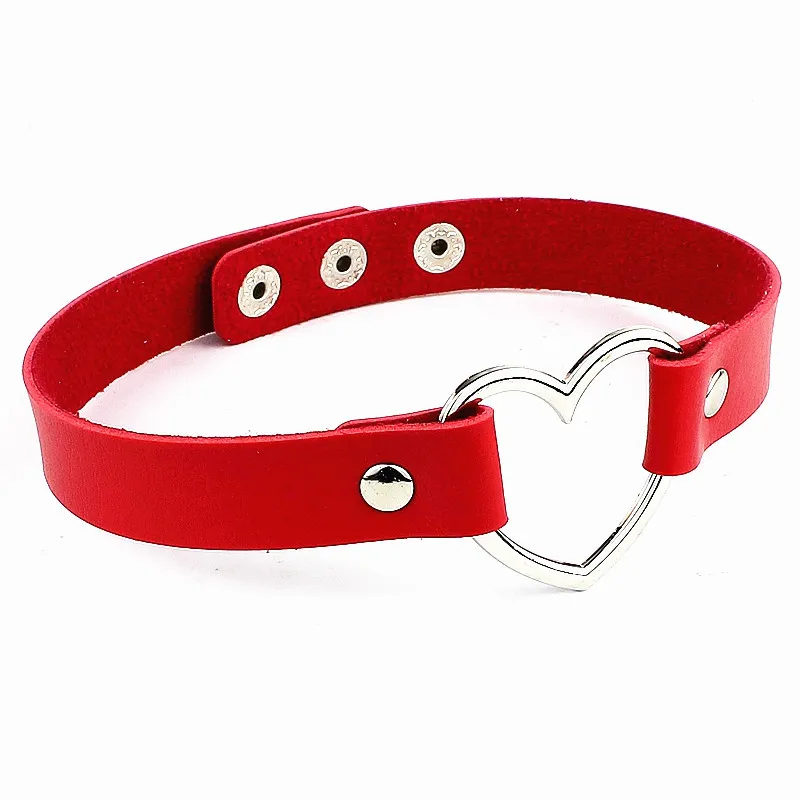 PU Leather Erotic Heart Collar Adult Flirting Bondage Sexual Toy SM Sex Toys Punk Style BDSM Women Gothic Collar Accessories