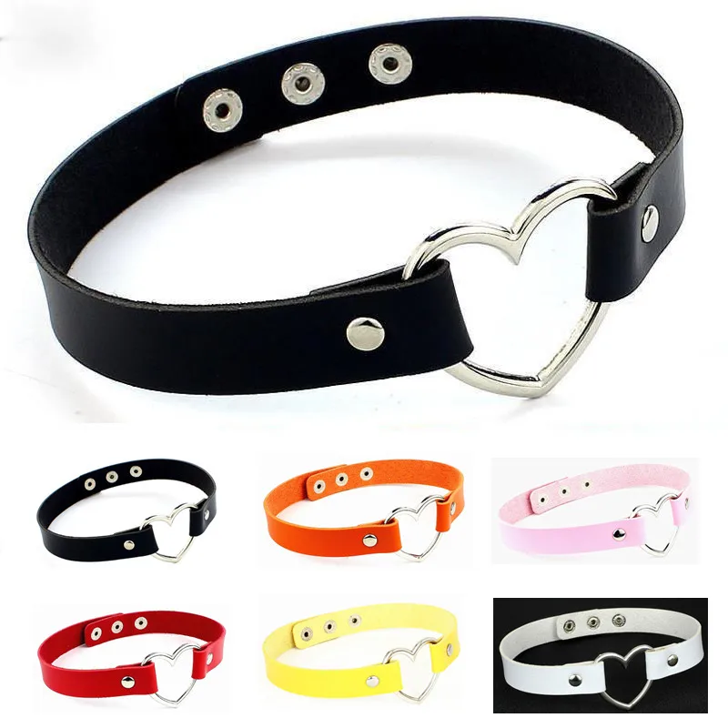 PU Leather Erotic Heart Collar Adult Flirting Bondage Sexual Toy SM Sex Toys Punk Style BDSM Women Gothic Collar Accessories